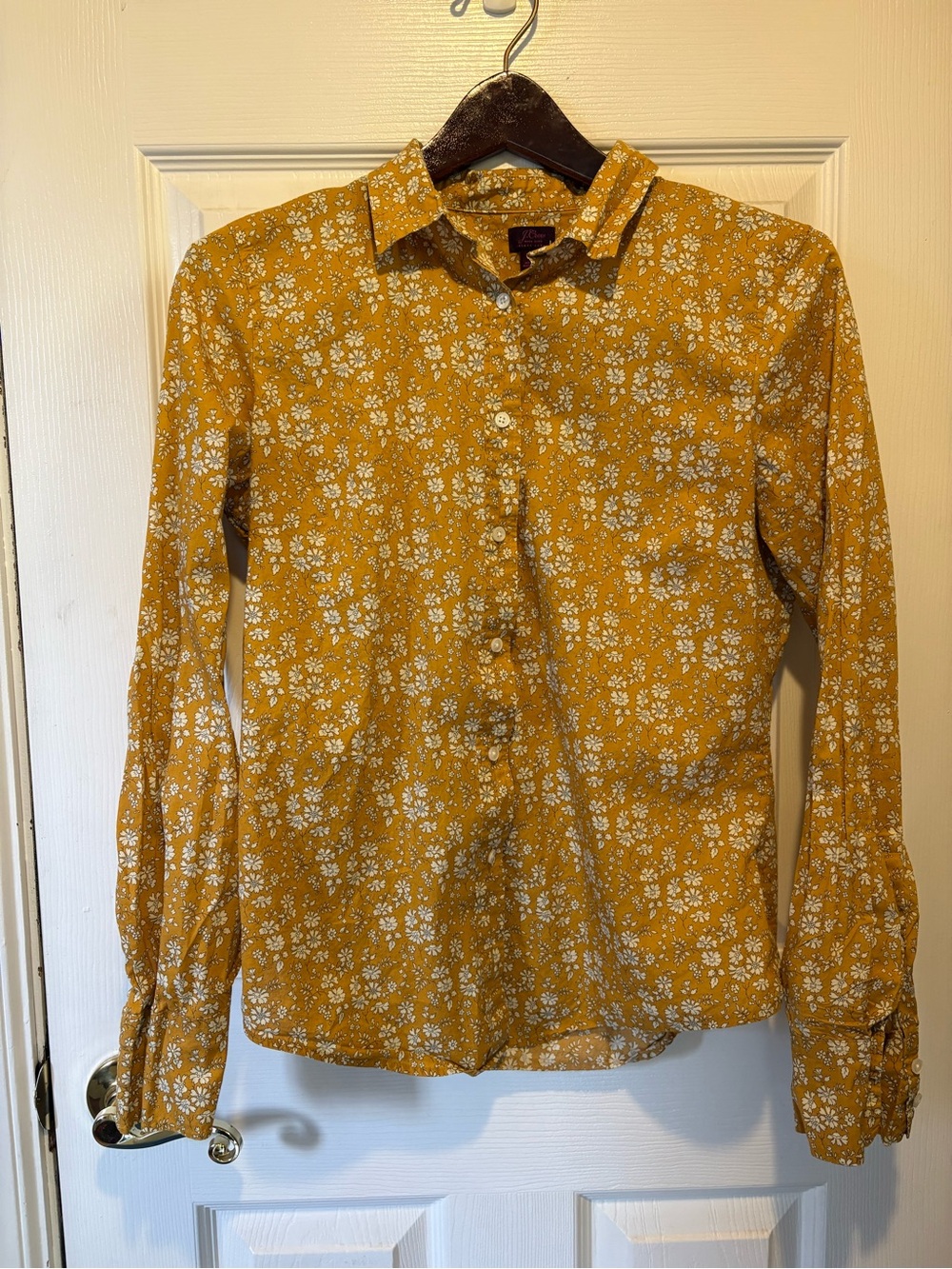 J. Crew liberty of London Yellow Floral Button-Down Shirt size 8